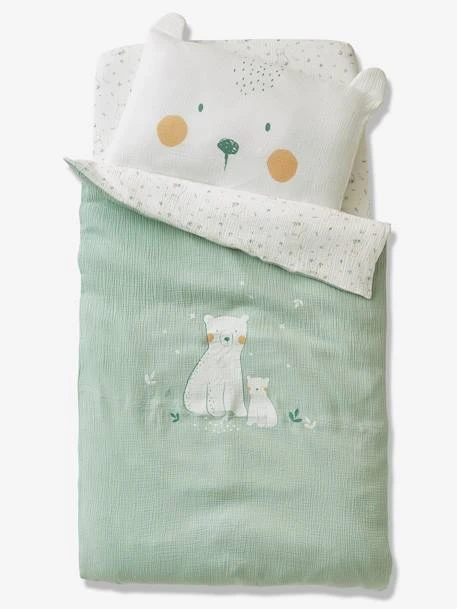 Drap-housse Bébé En Gaze De Coton MY LITTLE BEAR Ivoire / Multicolore - Vertbaudet – Image 2