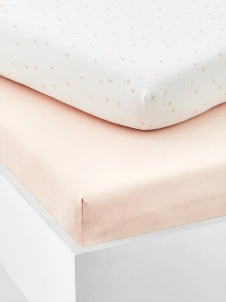 Lot De 2 Draps-housses Bébé En Coton Rose Pâle - Vertbaudet – Image 2