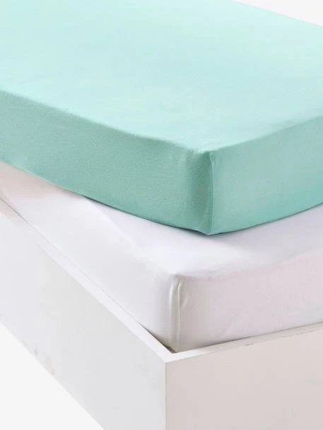Lot De 2 Draps-housses Bébé En Jersey Extensible Gris + Blanc - Vertbaudet