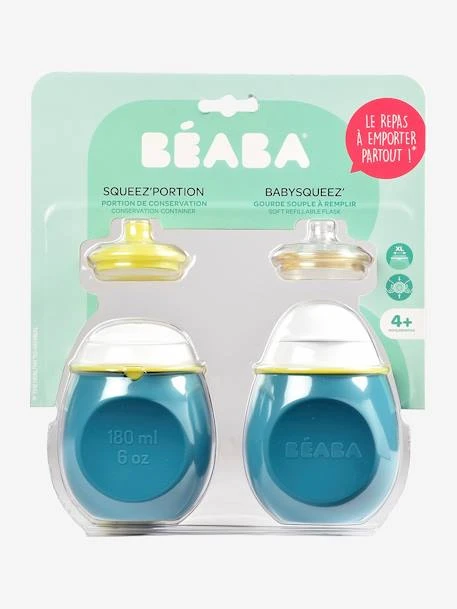 Lot De Gourdes Pour Compotes BEABA Babysqueez' 2 En 1 + Squeez'portion Blue - Beaba – Image 3