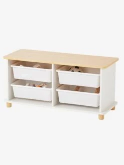 Meuble De Rangement + 4 Bacs LIGNE PTILOU Blanc/bois - Vertbaudet
