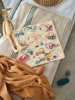 Puzzle Boutons Chantier En Bois FSC® Jaune - Vertbaudet